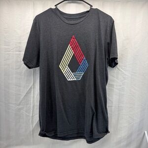 Volcom Black Tee with Multicolor Geometric Design